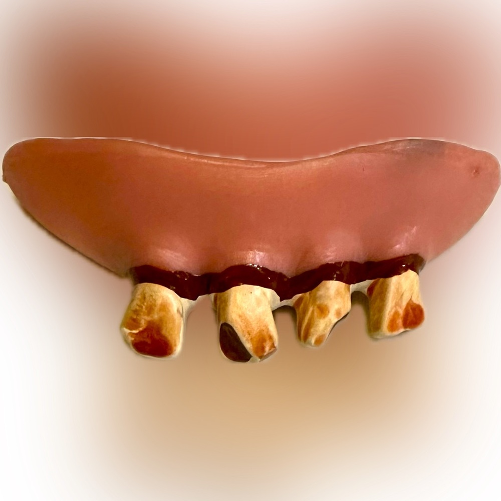 VTG HALLOWEEN COSTUME STAGE ACT DRESS UP FAKE ROTTEN TEETH MOUTH PIECE CAVITIES